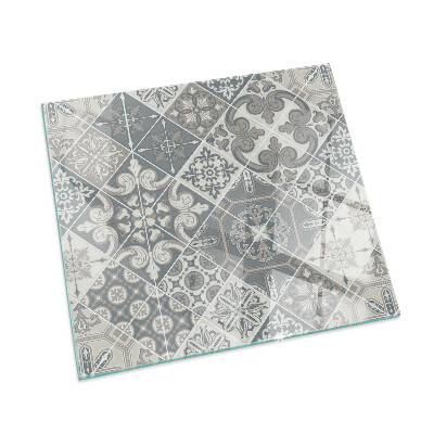 Square glass hearth for wood stove Decorative mosaic pattern