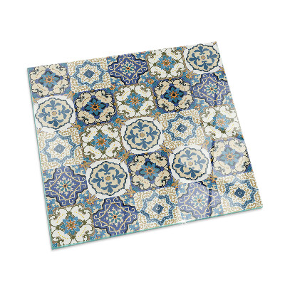 Square glass hearth Mosaic pattern with flowers