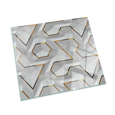 Square glass hearth 3D geometric pattern