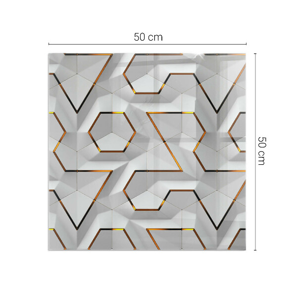 Square glass hearth 3D geometric pattern