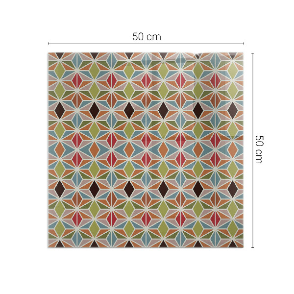 Square glass hearth Polygonal patterns in a grid