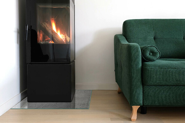 Square glass hearth Raw concrete texture