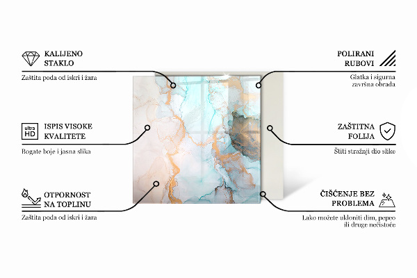 Square glass hearth for wood stove Marble Vein Pattern