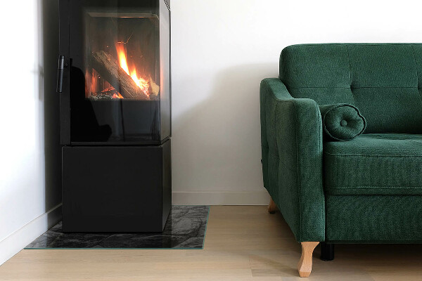 Square glass hearth Natural stone pattern