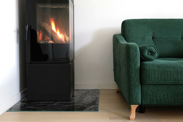 Square glass hearth Natural stone pattern