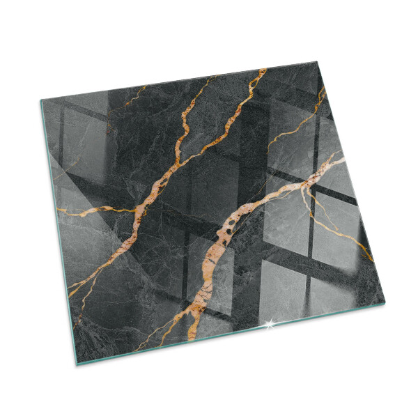 Square glass hearth for log burner Elegant marble with veins
