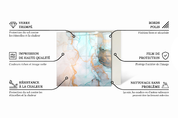 Square glass hearth for log burner Delicate marble pattern