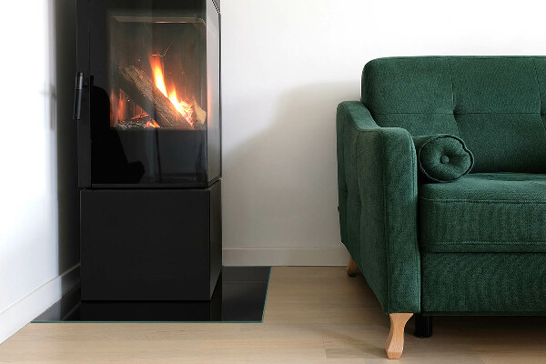 Square glass hearth for log burner Colour Black