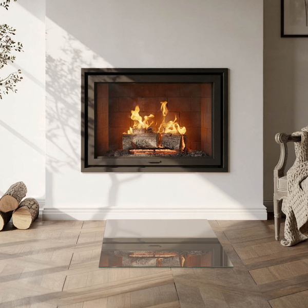 Square glass hearth Colour Brown