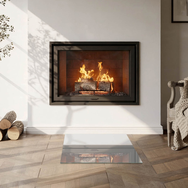 Square glass hearth Colour Grey