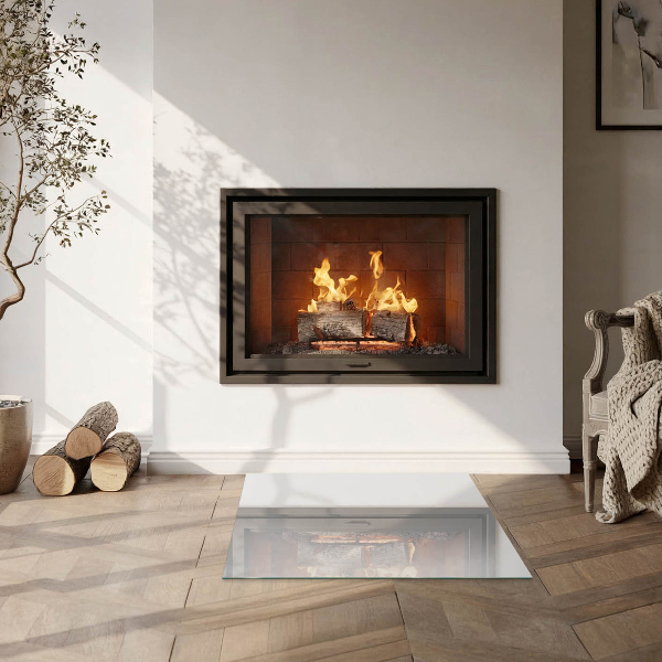 Square glass hearth Colour Grey