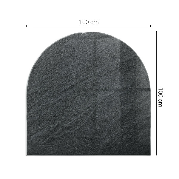 Half-oval glass hearth plate Natural stone texture