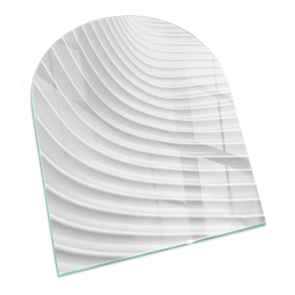 Half-oval glass hearth plate Waves of delicate lines