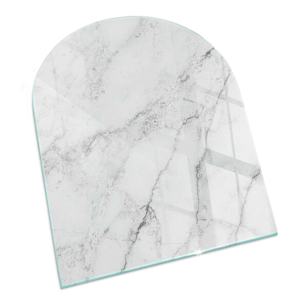 Half-oval glass hearth plate Marble pattern with veins