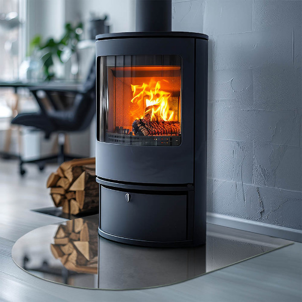 Half-oval toughened glass hearths Concrete texture with effect