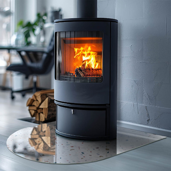 Half-oval glass hearth plate Pattern with small shapes