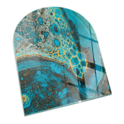 Half-oval tempered glass hearth Abstract organic pattern