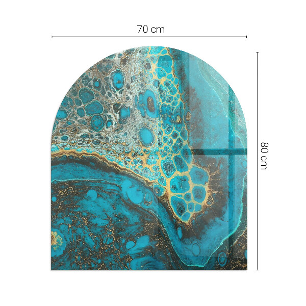 Half-oval tempered glass hearth Abstract organic pattern