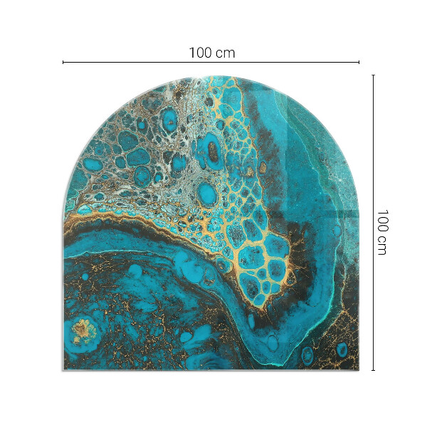 Half-oval tempered glass hearth Abstract organic pattern