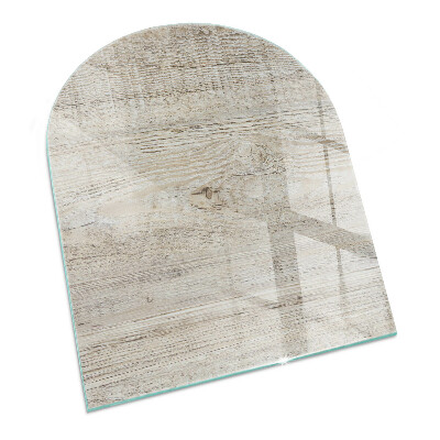 Half-oval tempered glass hearth Light wood texture