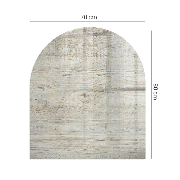 Half-oval tempered glass hearth Light wood texture
