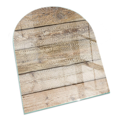 Half-oval toughened glass hearths Wooden board in the layout