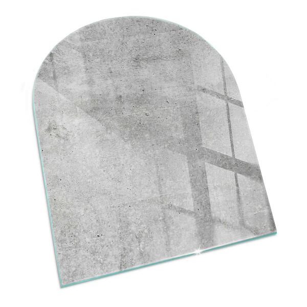 Half-oval glass hearth plate Raw concrete texture