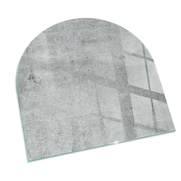 Half-oval glass hearth plate Raw concrete texture