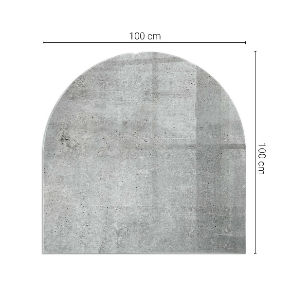 Half-oval glass hearth plate Raw concrete texture