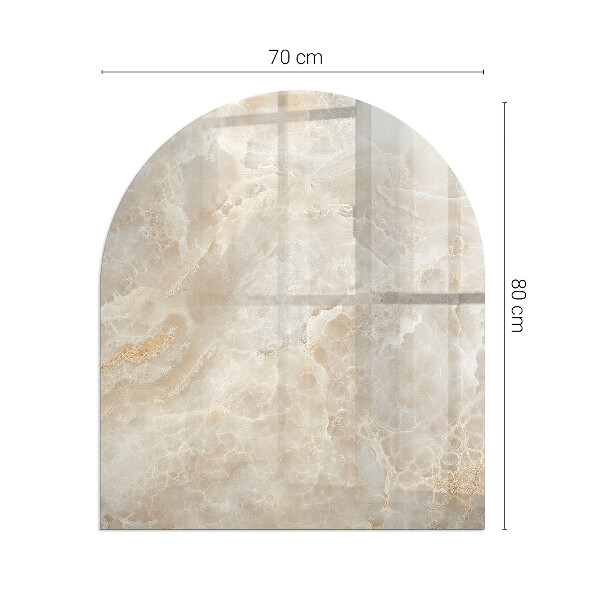 Half-oval glass hearth plate Natural stone pattern
