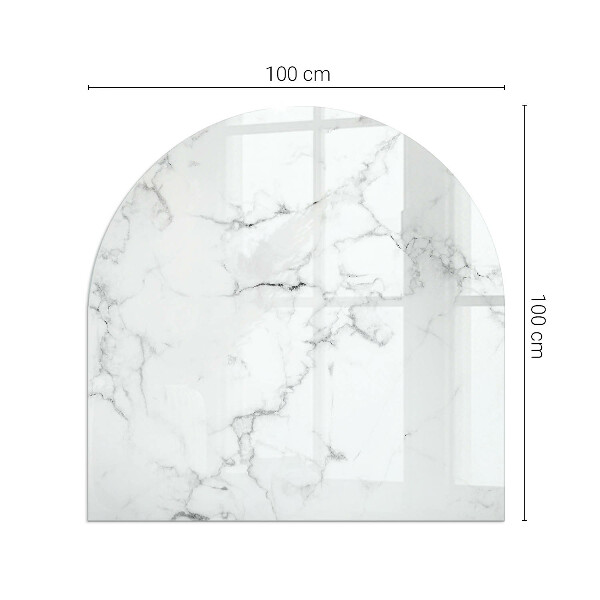 Half-oval toughened glass hearths Marble pattern with veins