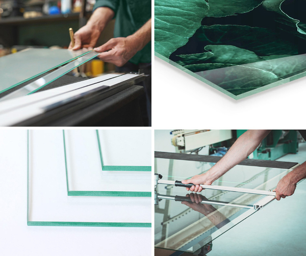 Half-oval toughened glass hearths Abstract texture pattern