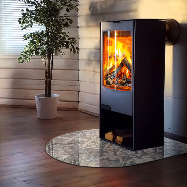 Half-oval glass hearth plate Decorative mosaic pattern