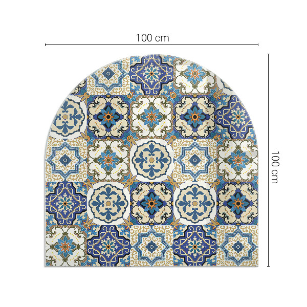 Half-oval toughened glass hearths Mosaic pattern with flowers