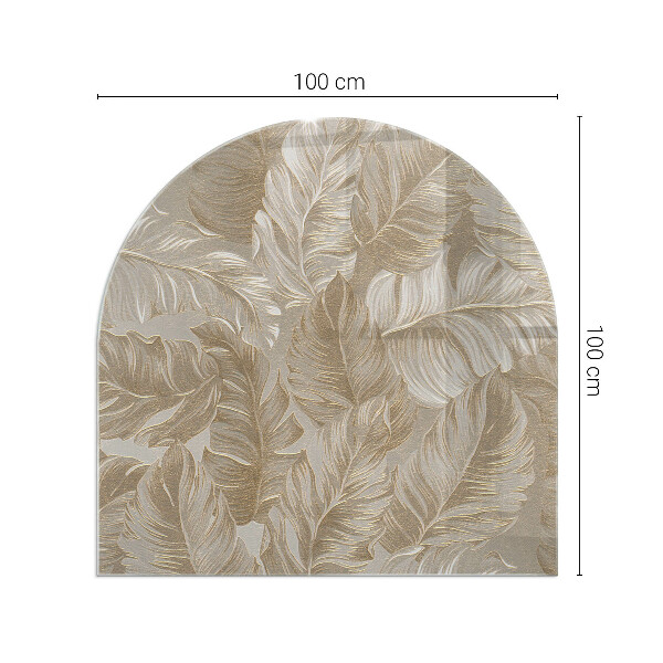 Half-oval toughened glass hearths Leaves in subtle patterns