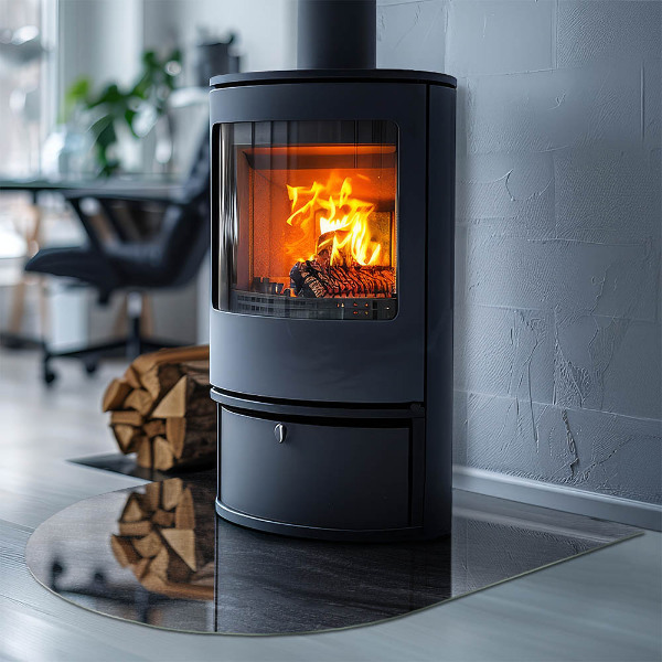 Half-oval tempered glass hearth Stone surface texture