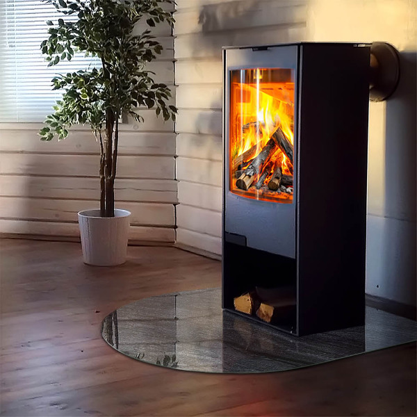 Half-oval tempered glass hearth Stone surface texture