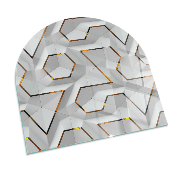 Half-oval toughened glass hearths 3D geometric pattern