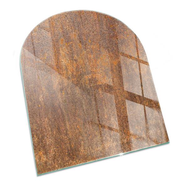 Half-oval tempered glass hearth Rust texture on the background