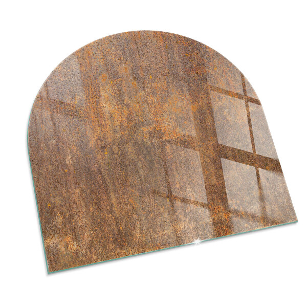 Half-oval tempered glass hearth Rust texture on the background