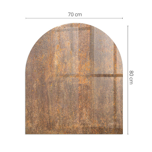 Half-oval tempered glass hearth Rust texture on the background