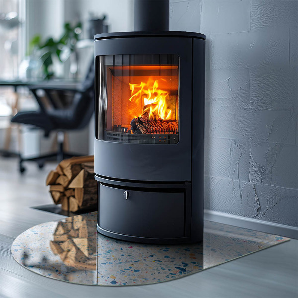 Half-oval glass hearth plate Abstract texture pattern