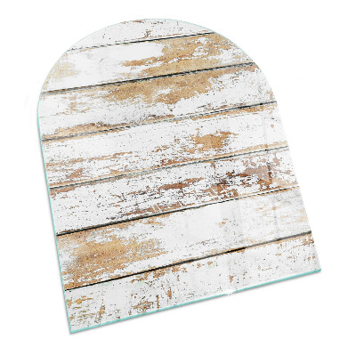Half-oval tempered glass hearth Damaged wooden board