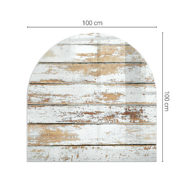 Half-oval tempered glass hearth Damaged wooden board