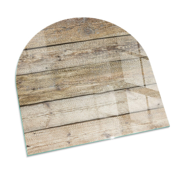 Half-oval glass hearth plate Natural wood boards