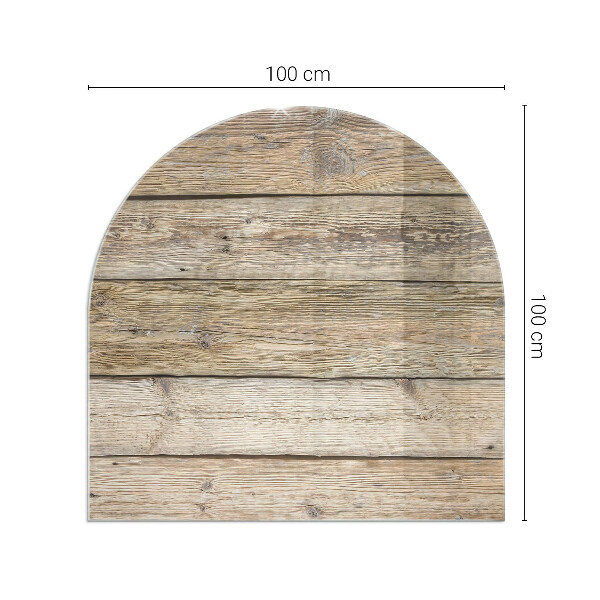 Half-oval glass hearth plate Natural wood boards