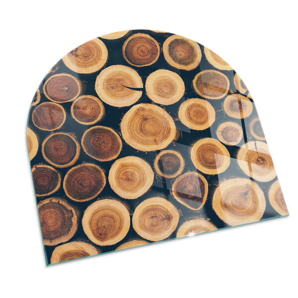 Half-oval glass hearth plate Box with cut wood