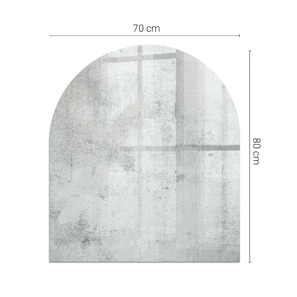 Half-oval glass hearth plate Raw concrete texture
