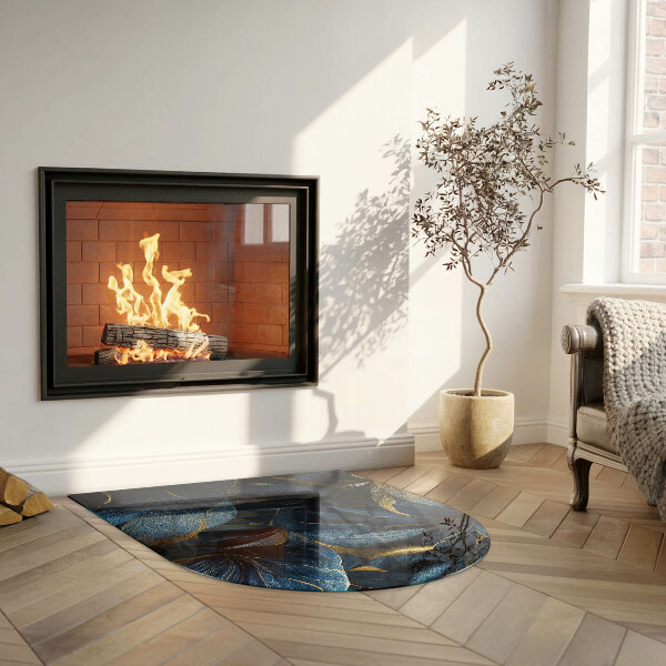 Half-oval toughened glass hearths Elegant leaves in texture
