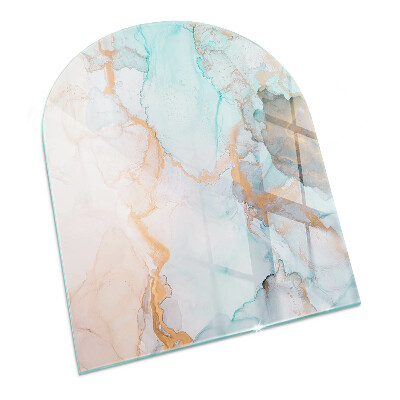 Half-oval tempered glass hearth Abstract fluid pattern
